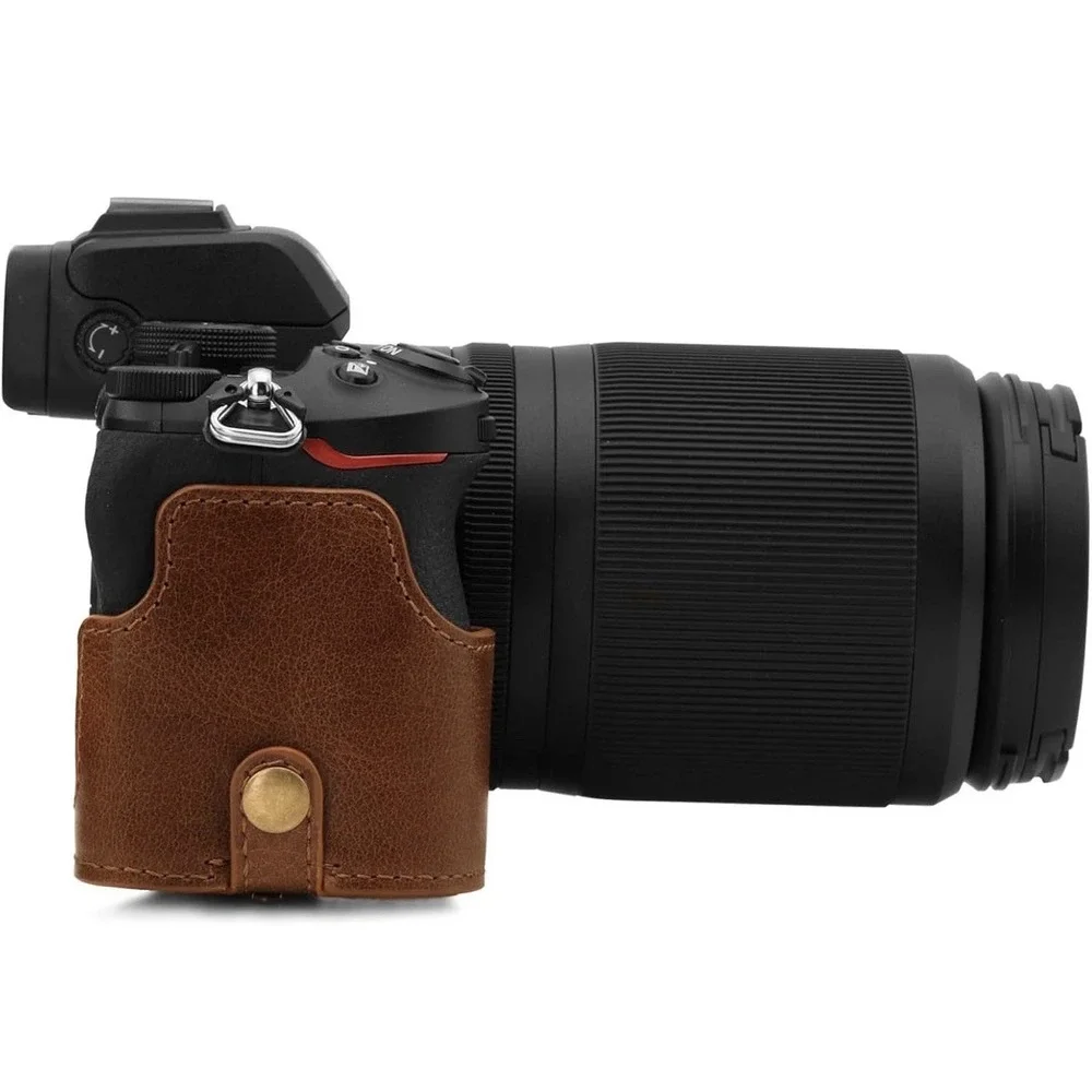 MegaGear Genuine Leather Camera Case Compatible With Nikon Z50 (50-250MM) Brown